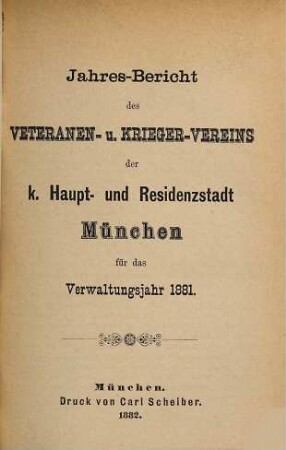 Jahresbericht : für das Vereinsjahr .... 1881 (1882)