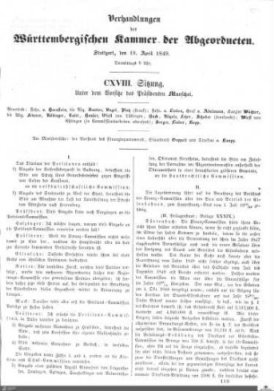 118. Sitzung, Stuttgart, 18.4.1849