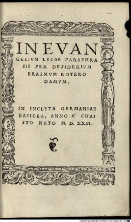 In Evangelivm Lvcae Paraphrasis