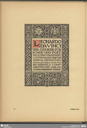 Buchtitel "Leonardo da Vinci. Der Denker, Forscher und Poet"