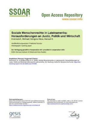 Soziale Menschenrechte in Lateinamerika: Herausforderungen an Justiz, Politik und Wirtschaft