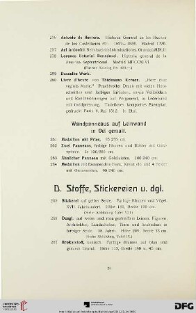 Stoffe, Stickereien (Nr. 265-304)