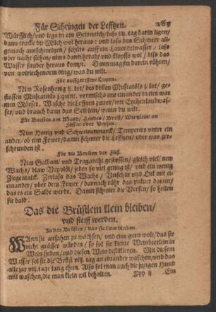 Das die Brüstlein klein bleiben/ und steiff werden.