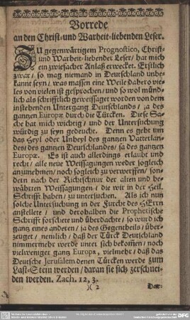 Vorrede an Christ- und Warheit-liebenden Leser