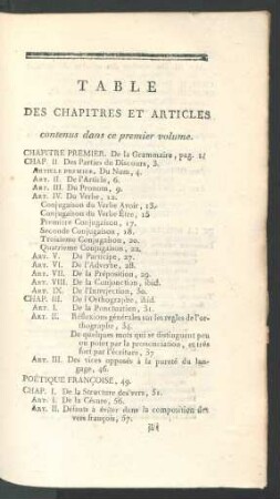 Table des chapitres et articles [...]