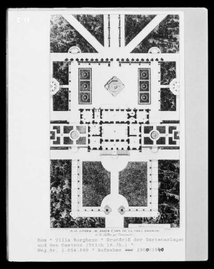 Rom, Villa Borghese. Grundriss der Gartenanlagen und des Casinos