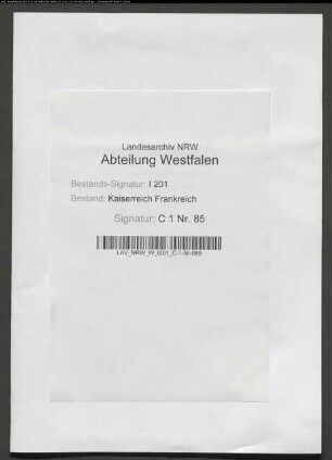 Etat der inkorporellen Domänen, vom Domkapitel herrührend.