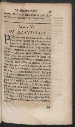 Cap. V. De Quantitate.