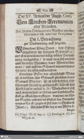 Der XV. Articul der Augsp. Conf. Von Kirchen-Ceremonien oder Bräuchen