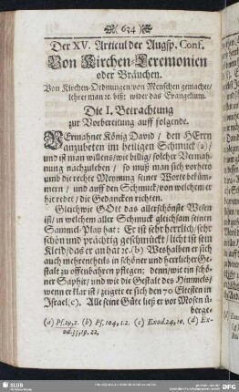 Der XV. Articul der Augsp. Conf. Von Kirchen-Ceremonien oder Bräuchen