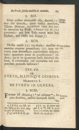 Tit. VII. De Furto, Illiusque Crimine