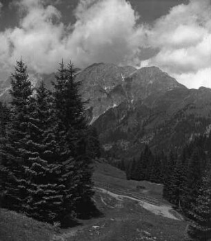 Kärnten. Karnische Alpen. Kleiner Pal (1867 m). Ansicht von Nordnordwesten aus dem Valentins-Tal, unweit der Plöckenstraße