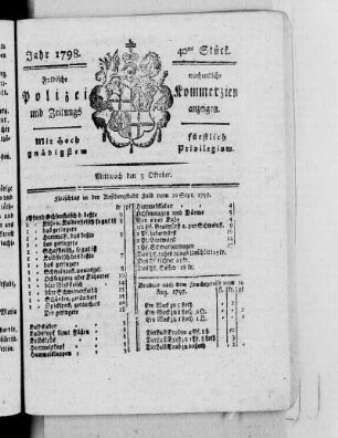 40tes Stück, Ausgabe vom 3. Oktober 1798