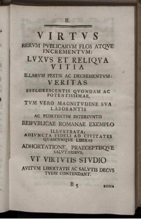 II. Virtus rerum publicarum flos atque incrementum ...