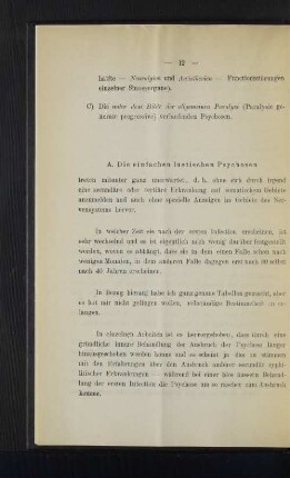 A. Die einfachen luetischen Psychosen.