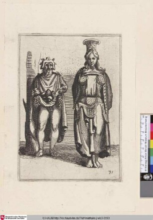 [Zwei Figuren: ein Verehrer Bacchus und eine weibliche Karyatide; Two figures: a follower of Bacchus and a female caryatid]