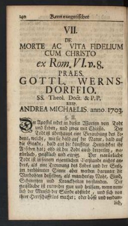 VII. De Morte Ac Vita Fidelium Cum Christo ...