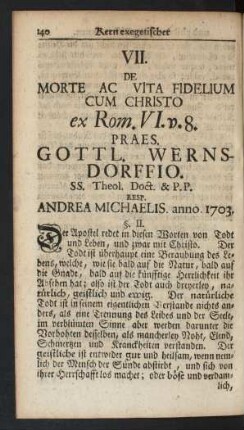 VII. De Morte Ac Vita Fidelium Cum Christo ...