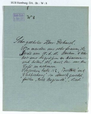 Brief an Richard Dehmel