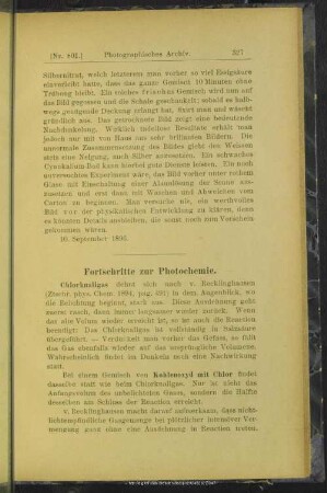 Fortschritte zur Photochemie