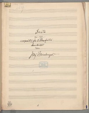 Suite op. 149 - BSB Mus.ms. 4619#Beibd. : 4 hd. Arrangement für Klavier vom Komponisten
