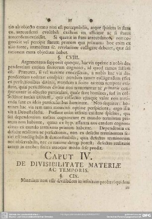 Caput IV. De Divisibilitate Materiae Ac Temporis