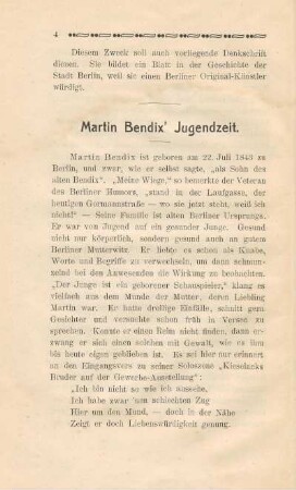 Martin Bendix' Jugendzeit