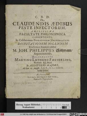 De Claudendis Aedibus Peste Infectorum