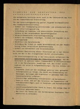 Hinweise zur Gestaltung des Unterrichtsprozesses