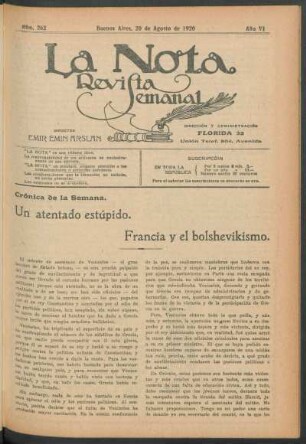 Crónica de la semana : Un atentado estúpido. Francia y el bolshevikismo