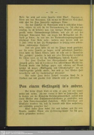 Von einem Gefängniß in's andere