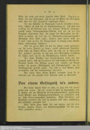 Von einem Gefängniß in's andere