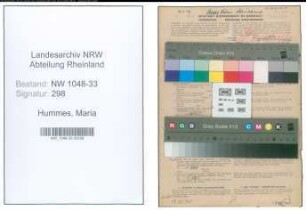 Entnazifizierung Maria Hummes , geb. 13.12.1899 (Lehrerin)