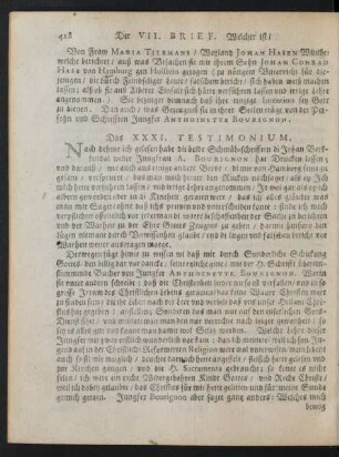 Der VII. Brief. Welcher ist/ Das XXXI. Testimonium.