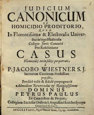 Judicium Canonicum De Homicidio Proditorio