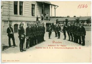 Dresden. Kaserne des Königlich Sächsischen 4. Feldartillerie-Regiments No. 48, Wachaufzug