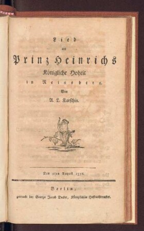 Lied an Prinz Heinrichs Königliche Hoheit in Reinsberg