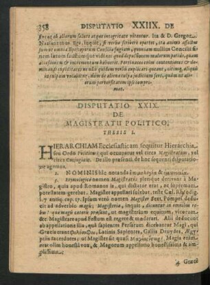 Disputatio XXIX. De Magistratu Politico.