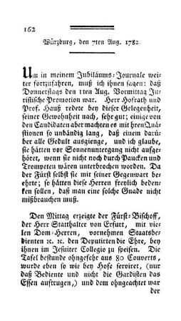 Würzburg, den 7ten Aug. 1782.