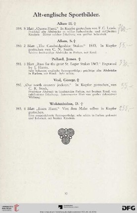 Alt-englische Sportbilder (Nr. 589-593)