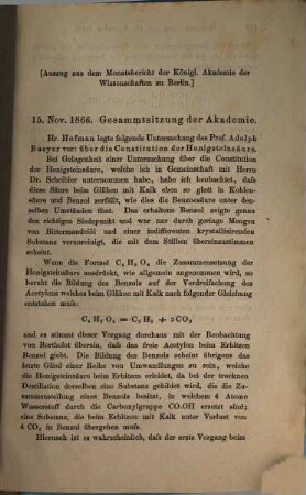 Über die Constitution der Honigsteinsäure : Auszug aus dem Monatsbericht der Königl. Akademie der Wissenschaften zu Berlin