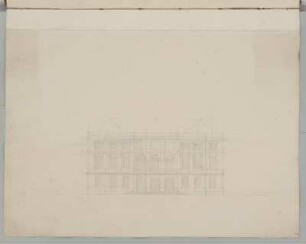 Schloss, Entwurf, Aufriss : Entwurf zu einem unbekannten Schloss, Aufriss der Hauptfassade, unbekannter Zeichner, 18. Jh. Graphit/Papier. 50,5 x 35,5.