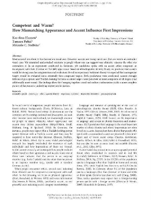 Competent and Warm? How Mismatching Appearance and Accent Influence First Impressions