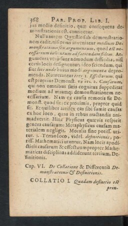 Cap. VI. De Collatione & Differentia Demonstationis & Definitionis.