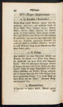 XIV. Neger-Regierungen