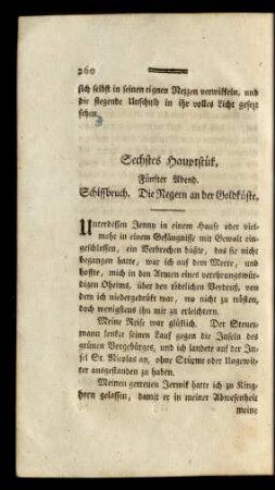 Sechstes Hauptstük. Fünfter Abend. Schiffbruch. Die Negern an der Goldküste