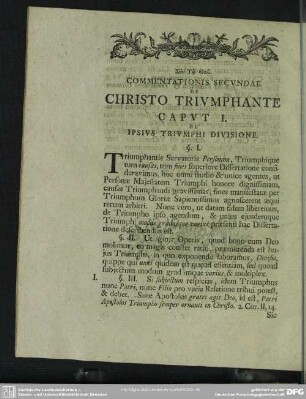 Commentationis Secundae De Christo Triumphante