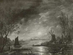Fluß mit Mondscheinlandschaft