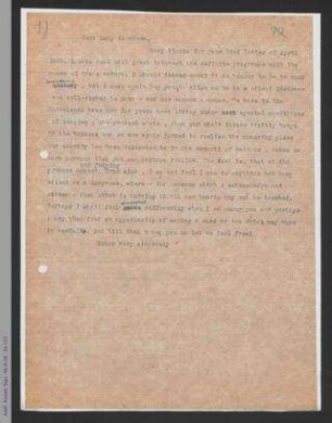 Brief von Unbekannt an Ishbel Aberdeen