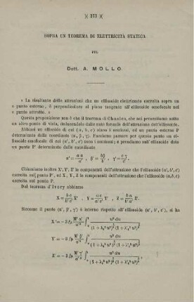 Sopra un teorema di elettricità statica.